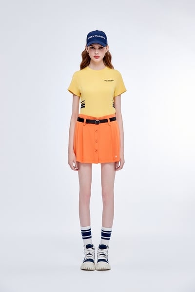 蜜餞橙高爾夫短摺裙